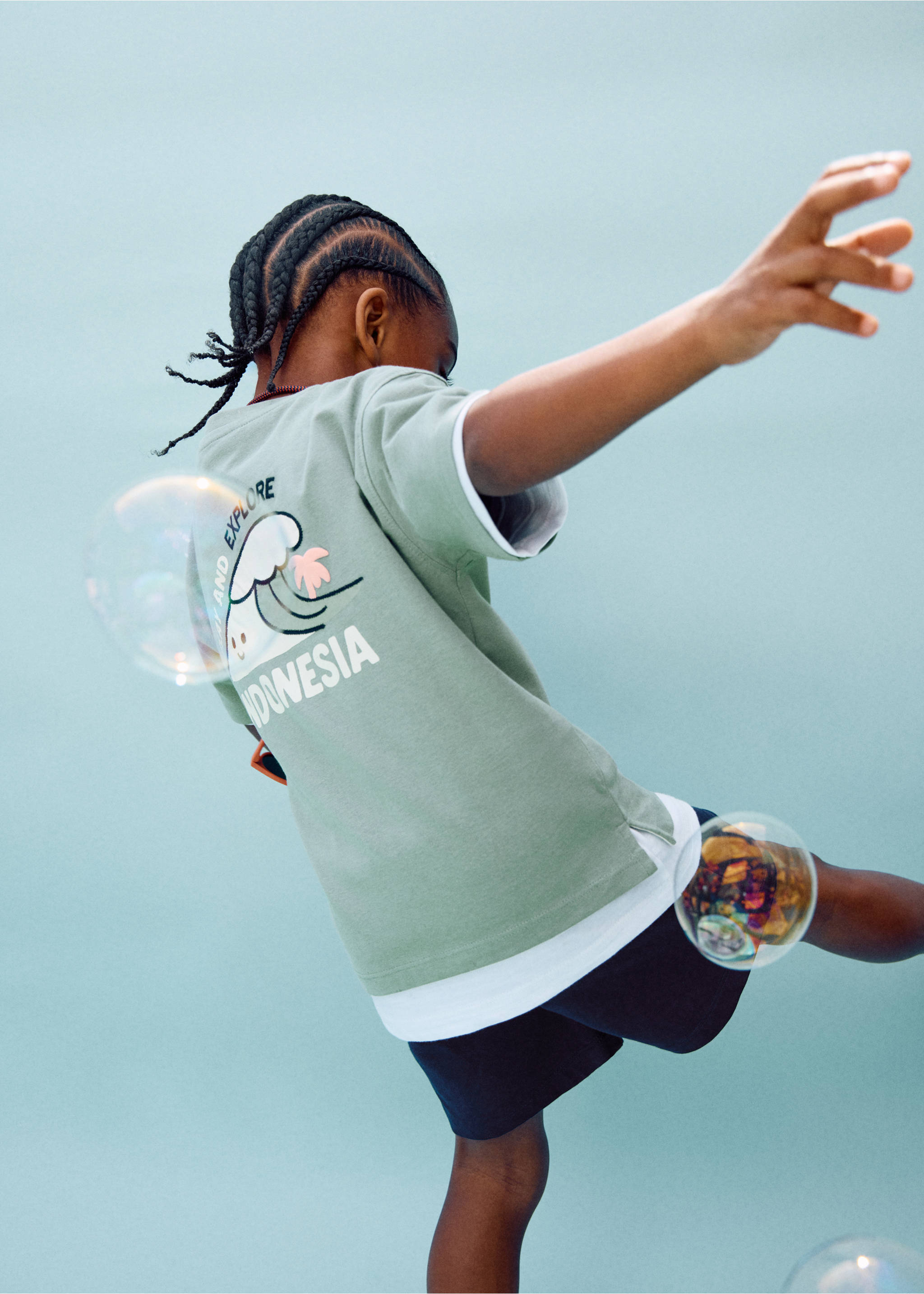 Printed cotton-blend t-shirt - Medium plane, Forest Green. Ref: 27006355-00.