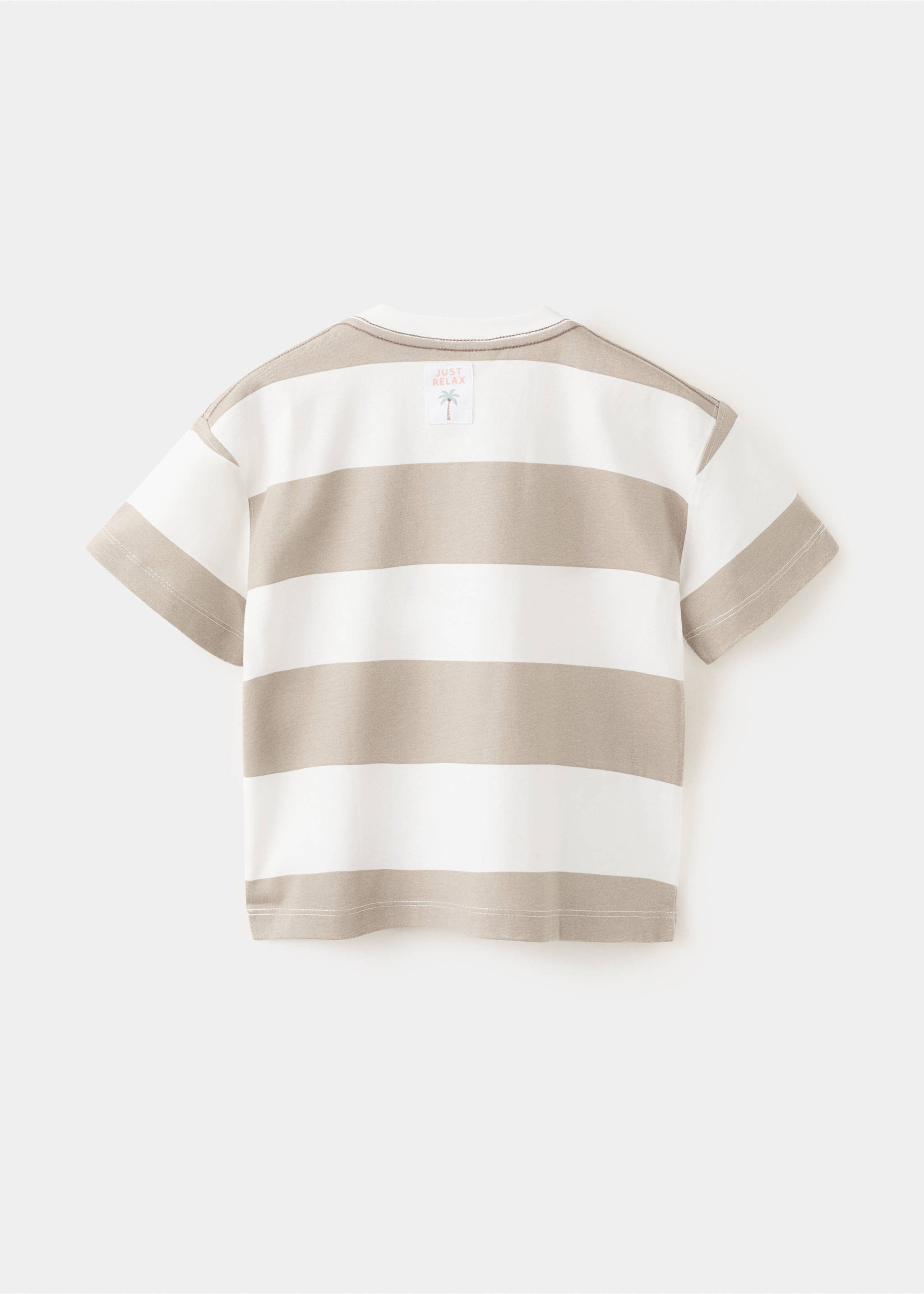 100% cotton striped t-shirt - Reverse of the article, Medium Brown. Ref: 27006356-00.