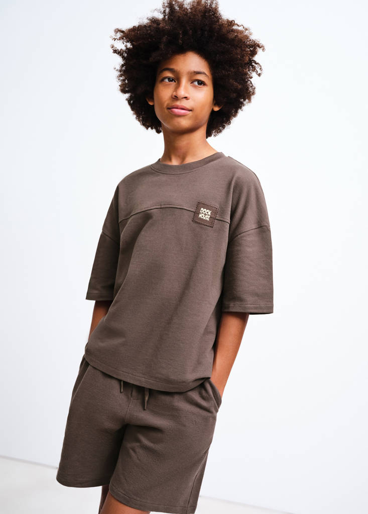 Short-sleeved cotton t-shirt — Chocolate