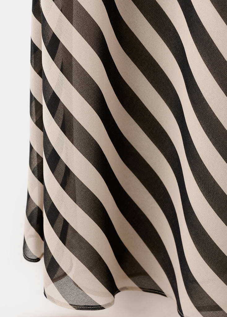 Printed dress with foulard — Ecru