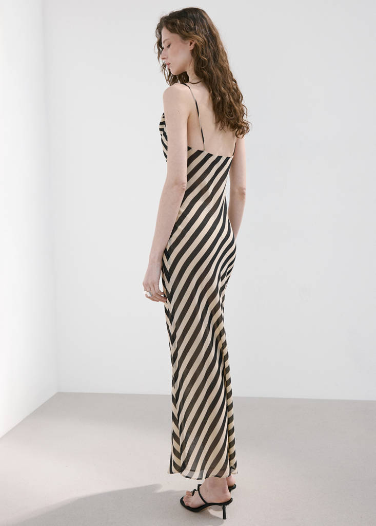 Printed dress with foulard — Ecru