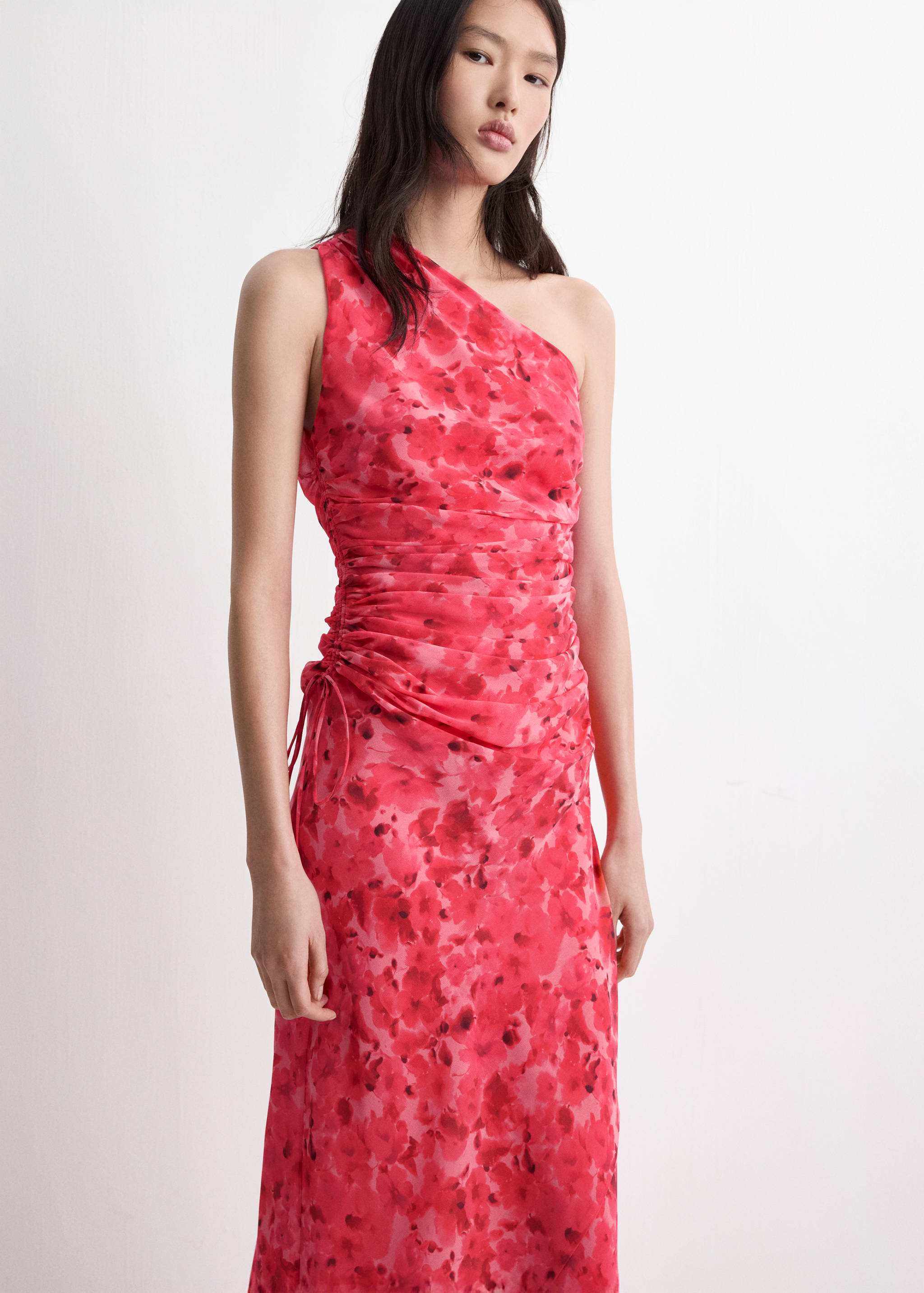 Asymmetrical floral-print dress - Medium plane