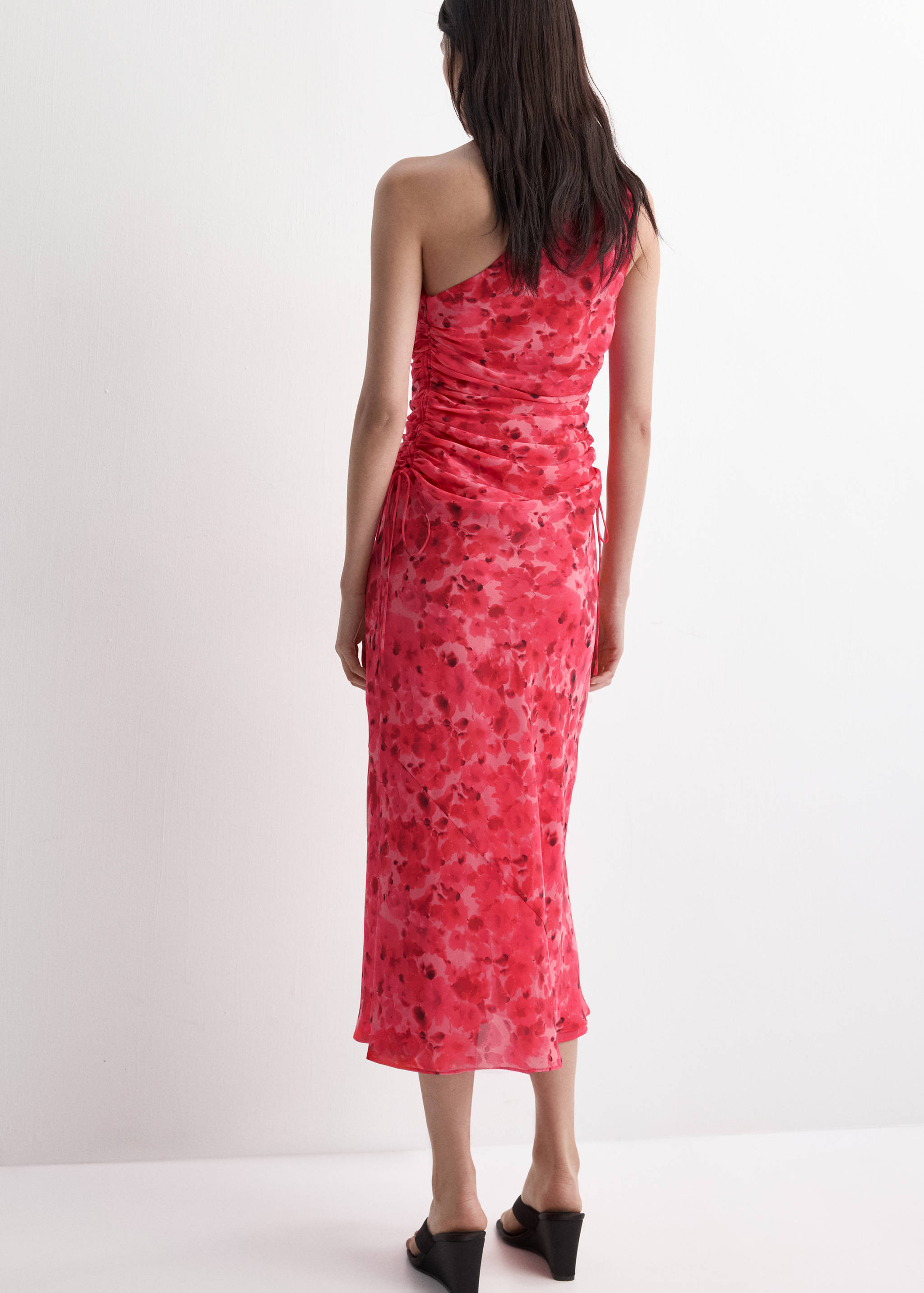 Asymmetrical floral-print dress - Reverse of the article