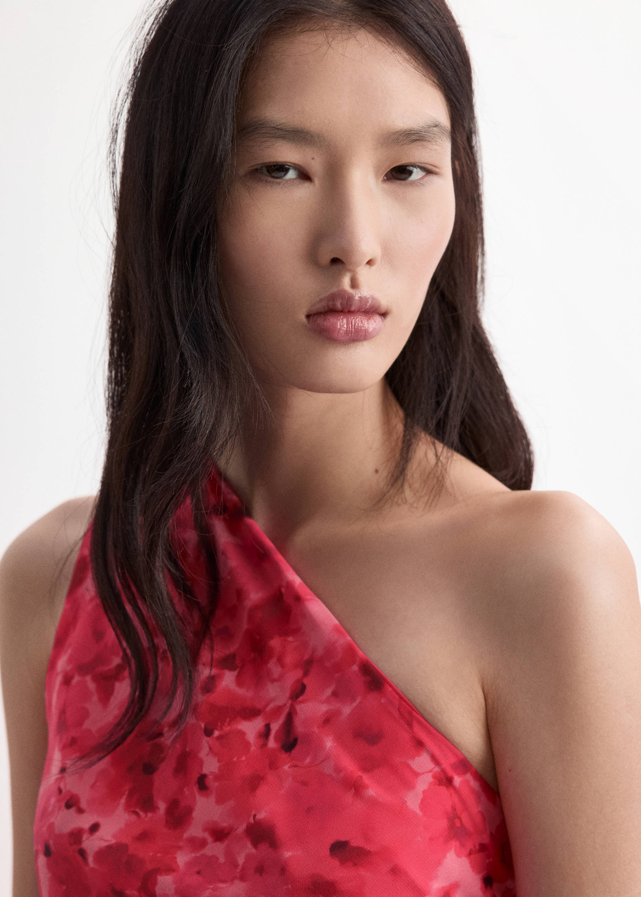 Asymmetrical floral-print dress - Details of the article 1