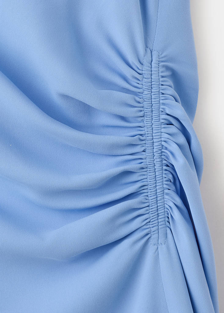 Draped neck dress with side ruching thumbnail 8
