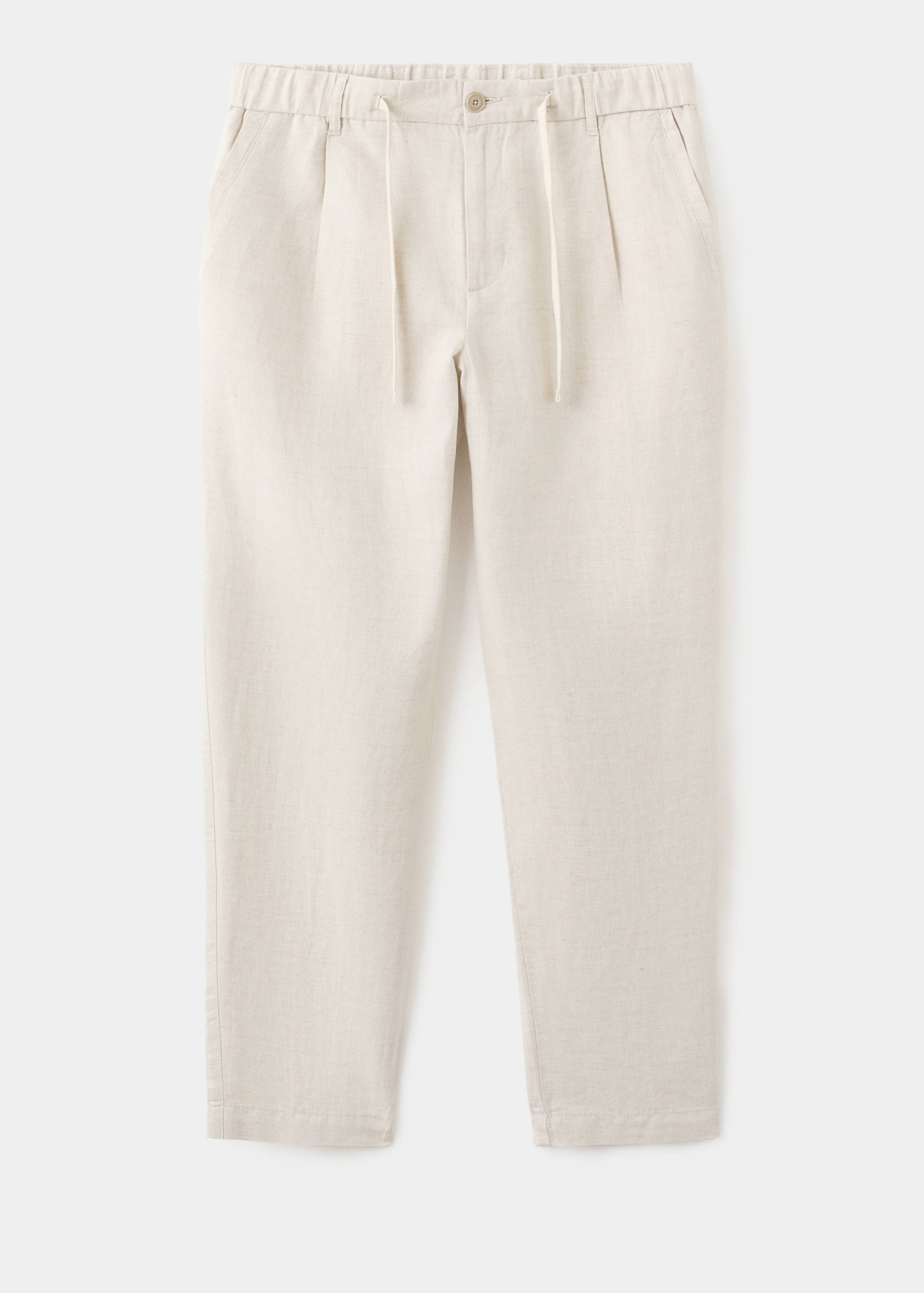 بنطلون كتان قطن بقصة ضيقة وقصيرة - منتج دون نموذج