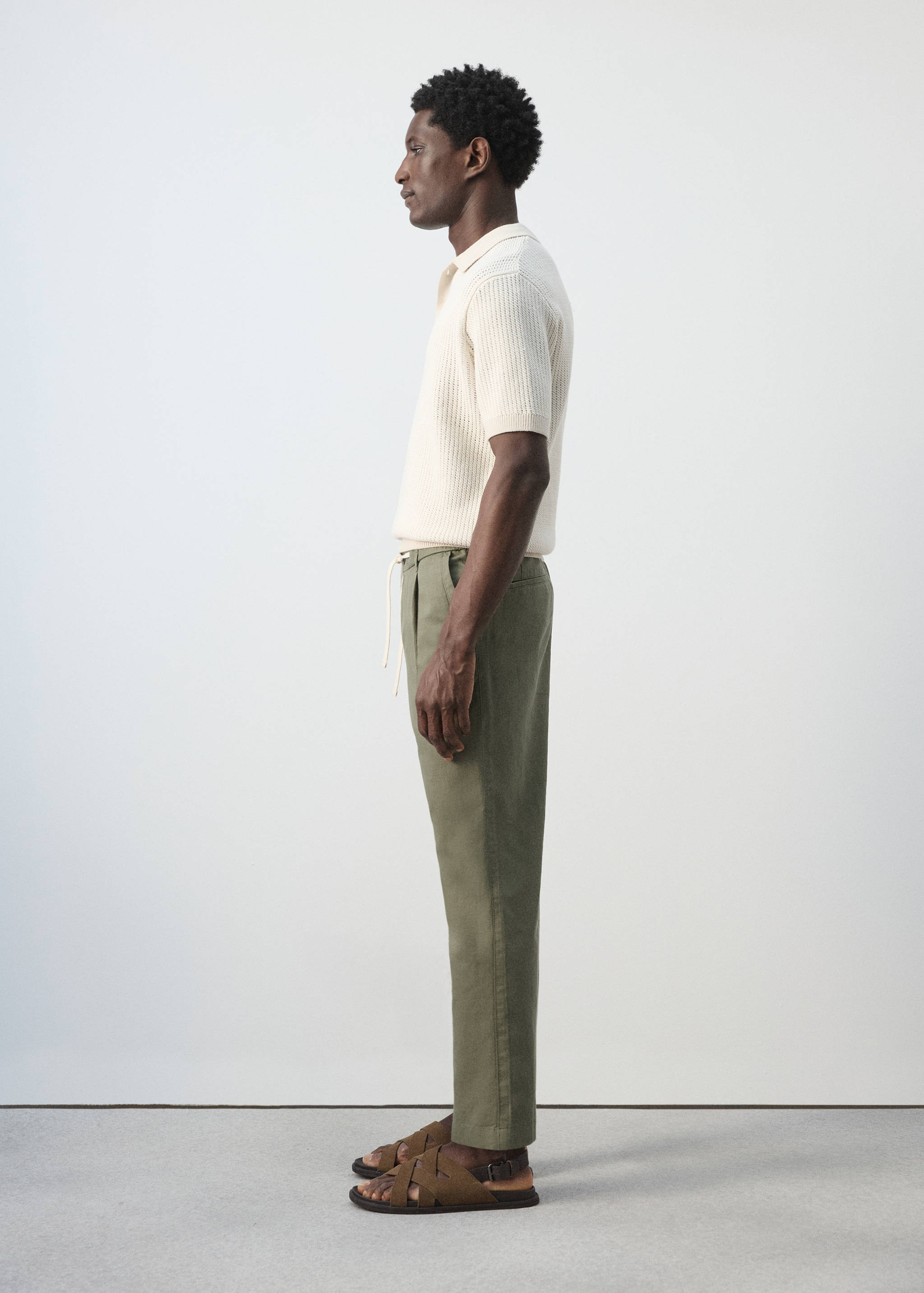 Pantalón lino algodón slim fit cropped - Detalle del artículo 2