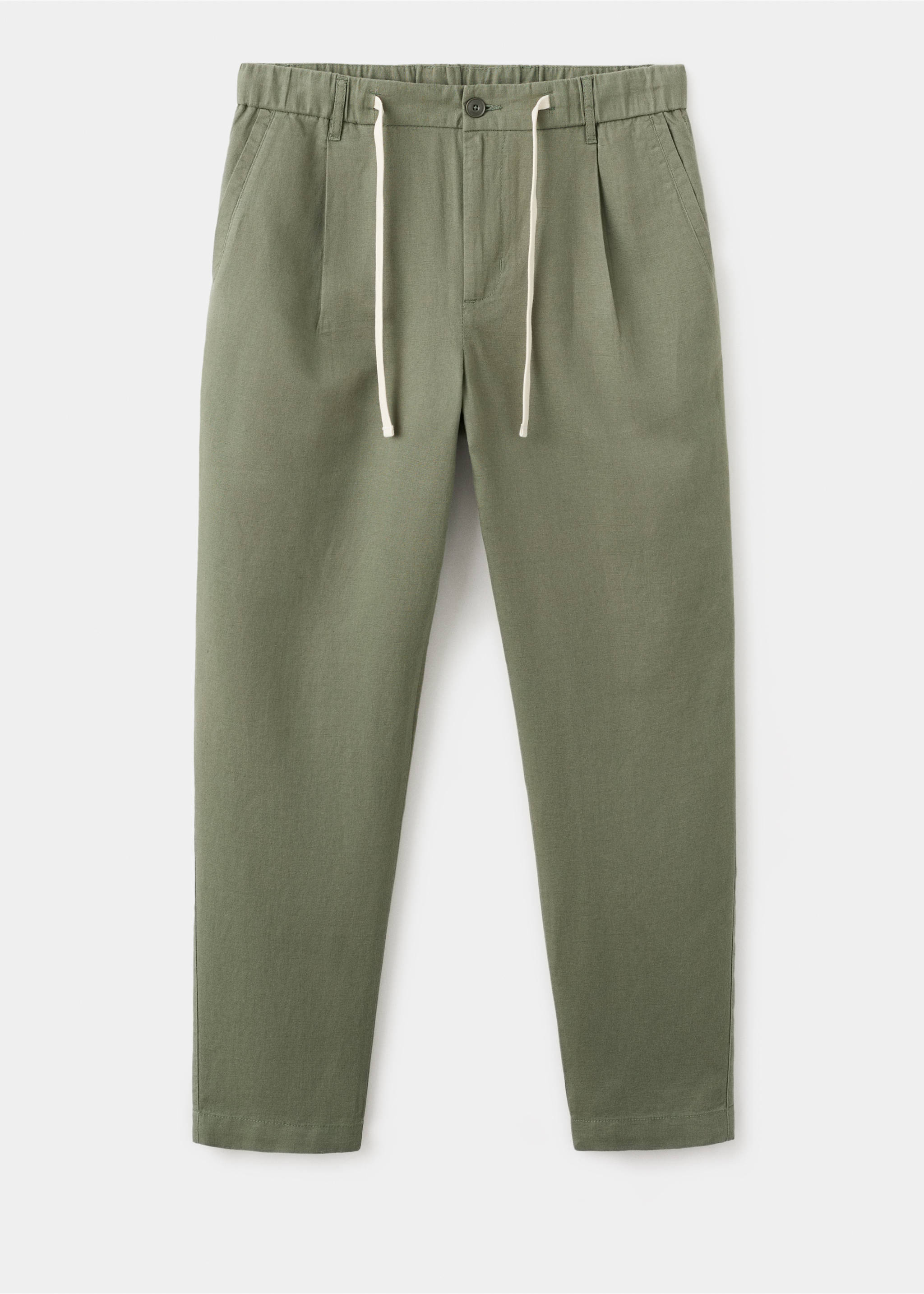 Pantalón lino algodón slim fit cropped - Artículo sin modelo, Verde bosque. Ref: 27006714-00.