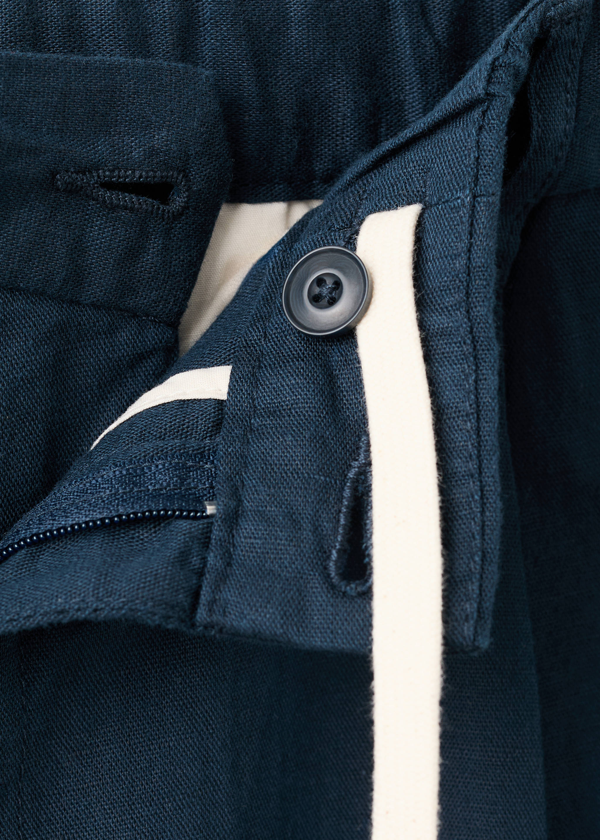 بنطلون كتان قطن بقصة ضيقة وقصيرة - تفاصيل المنتج 8