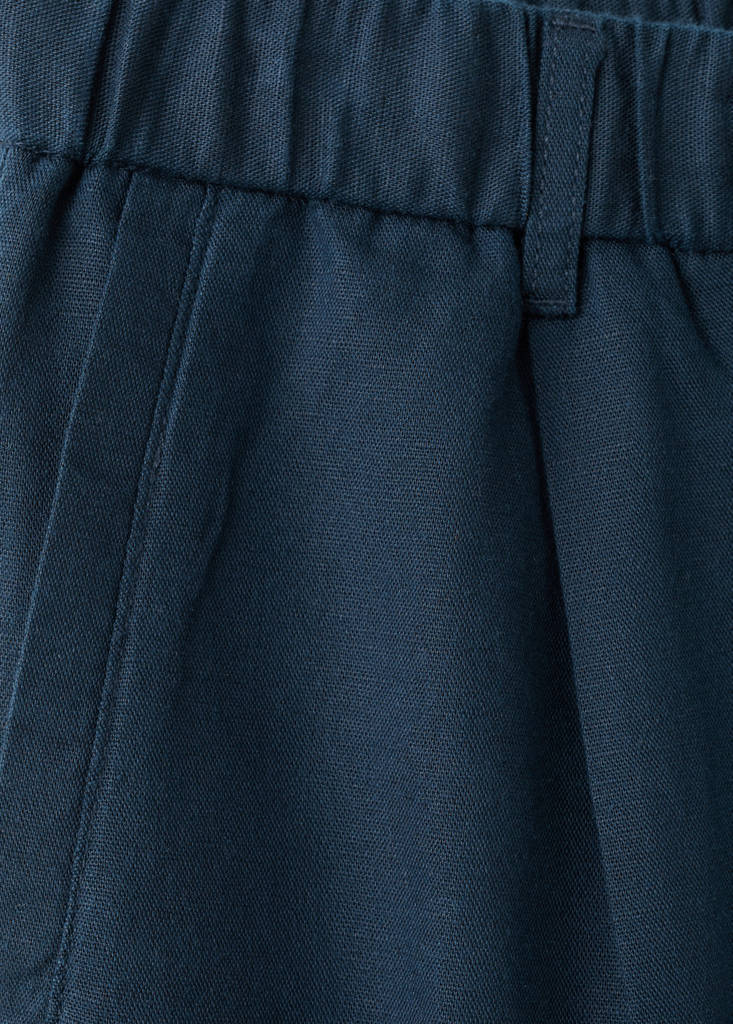 Slim fit cropped linen-cotton trousers — Navy
