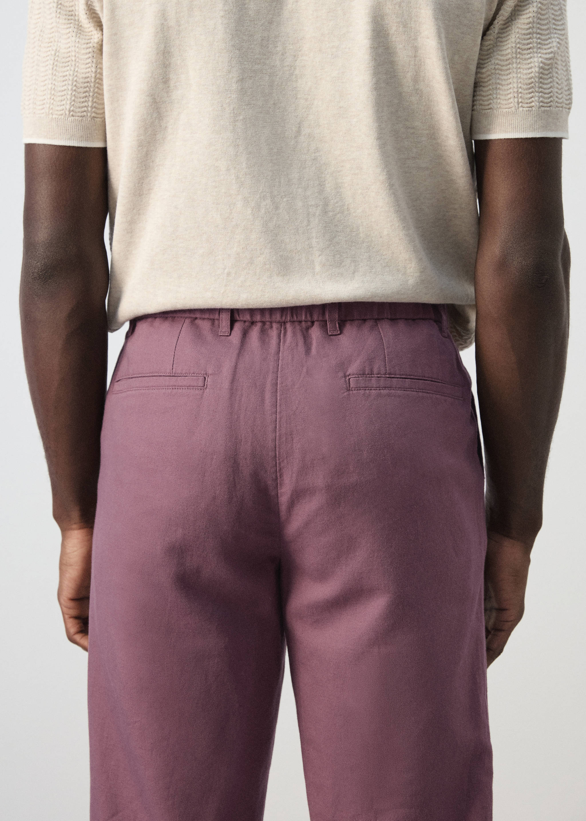 Pantalón lino algodón slim fit cropped - Detalle del artículo 6