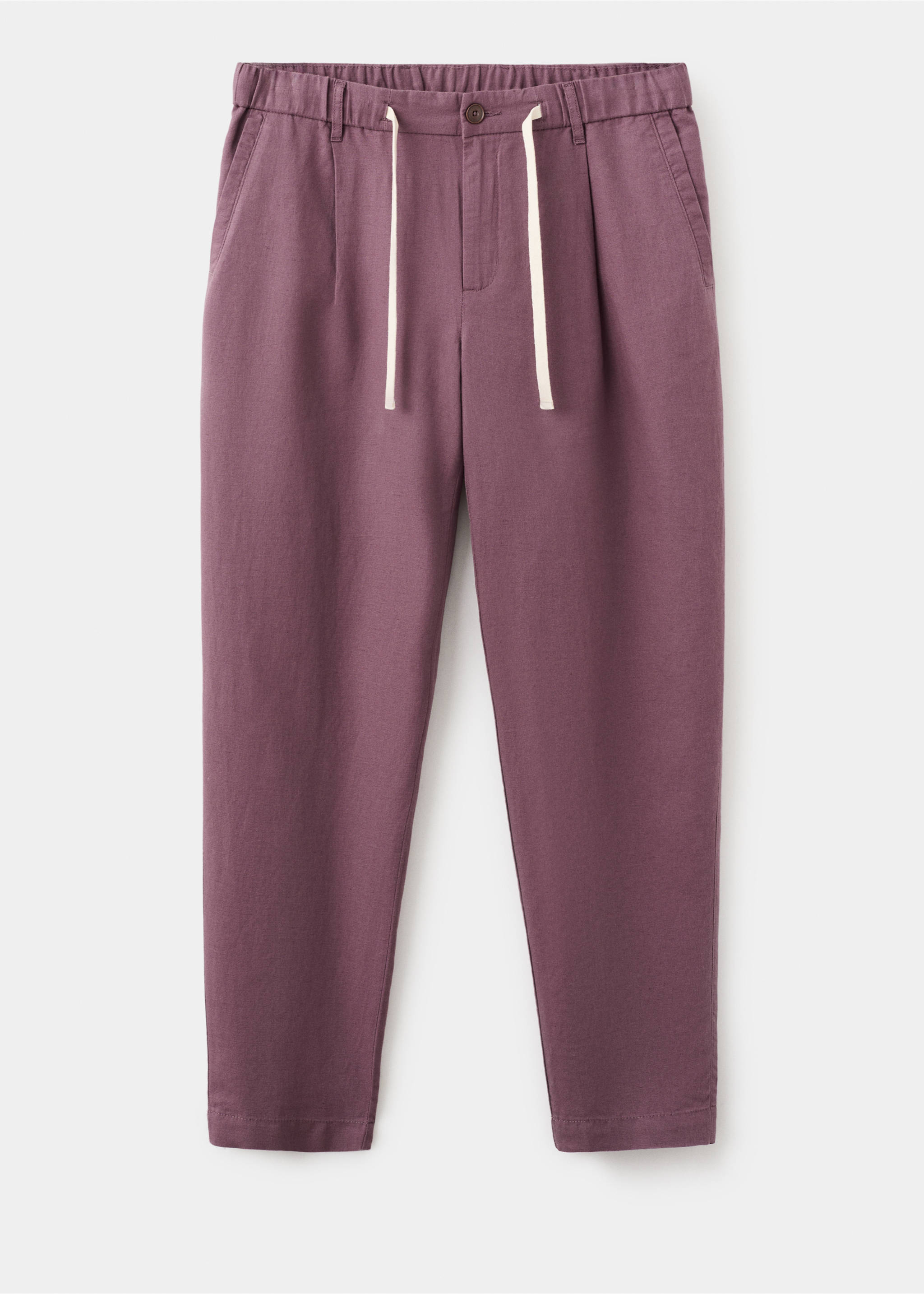 Pantalón lino algodón slim fit cropped - Artículo sin modelo, Ciruela. Ref: 27006714-00.