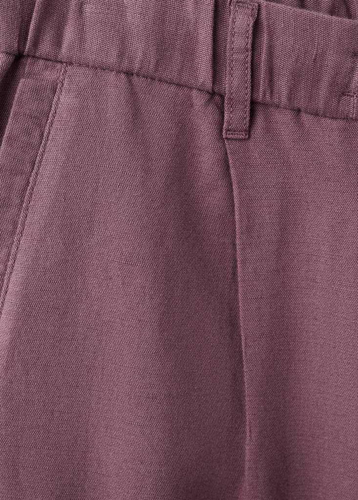 Slim fit cropped linen-cotton trousers — Plum