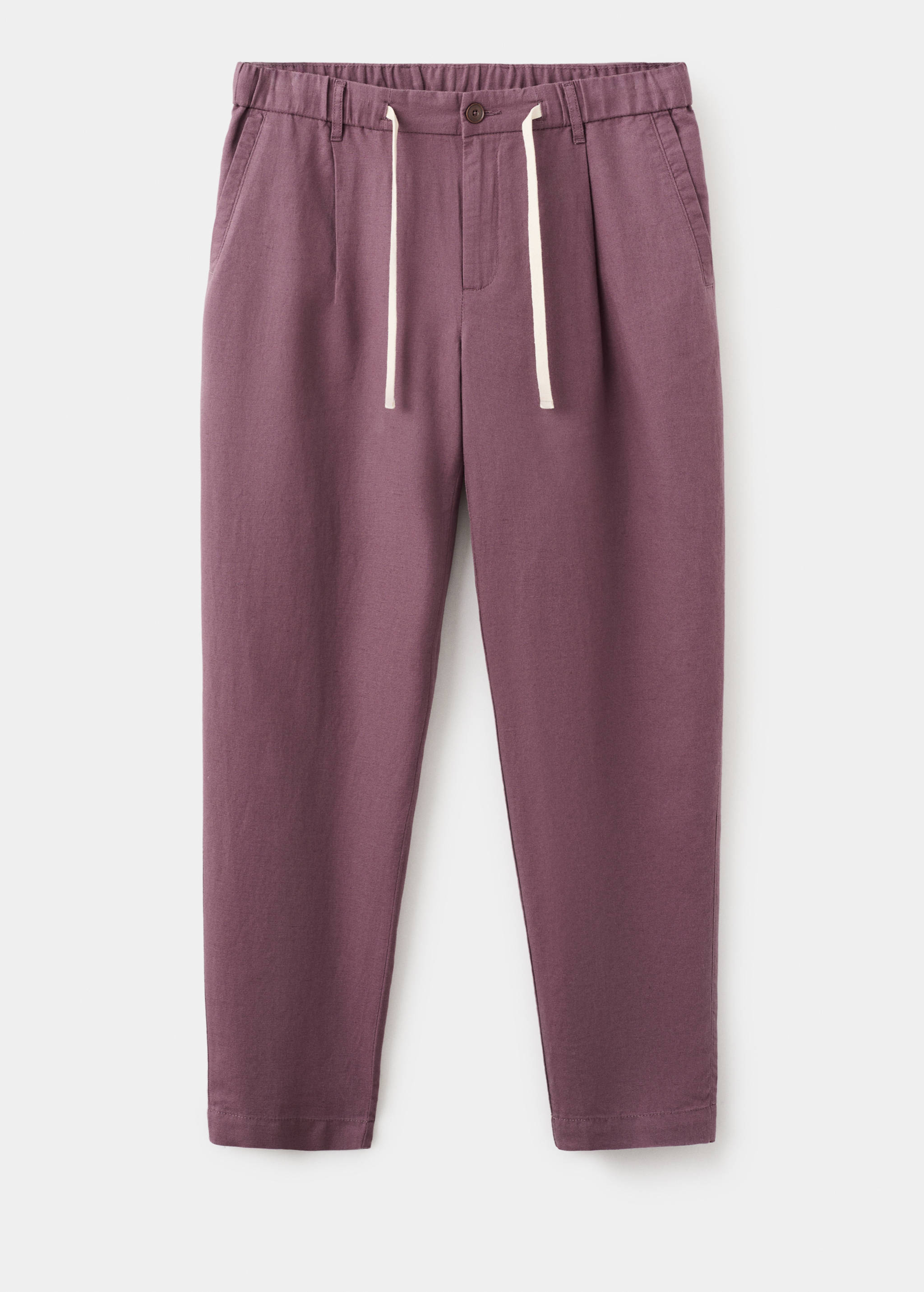 Slim-fit cropped broek van katoen-linnenmix - Artikel zonder model