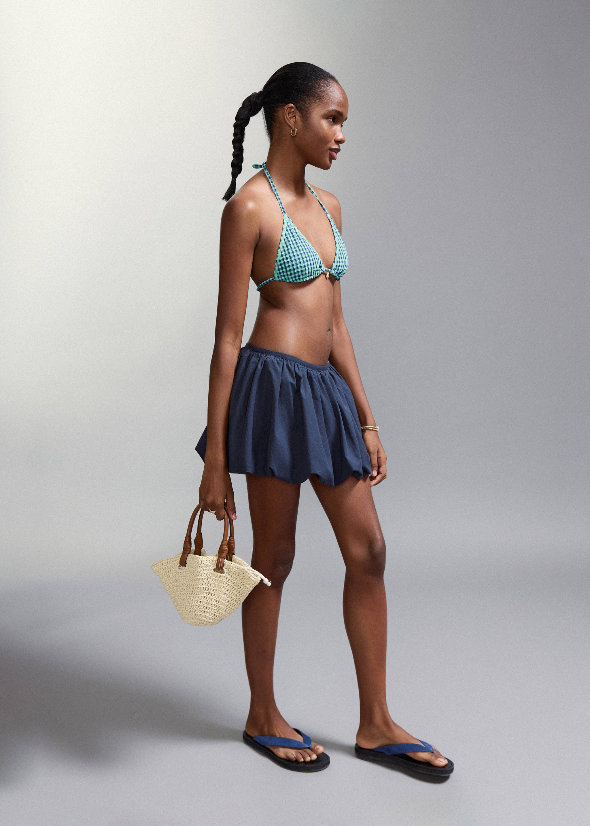 Vichy check bikini with mid-rise bottoms - General plane