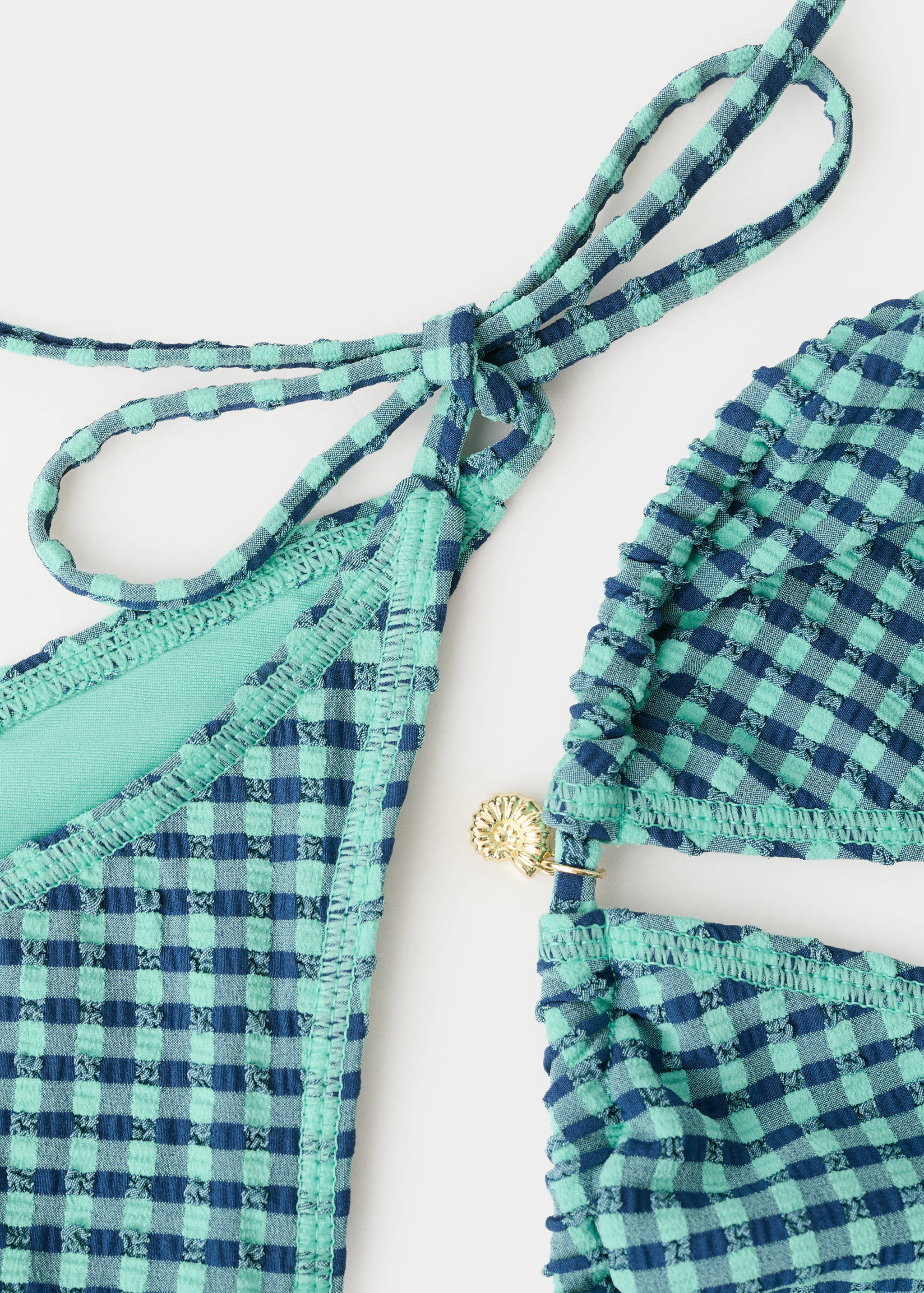 Vichy check bikini with mid-rise bottoms - Details of the article 0