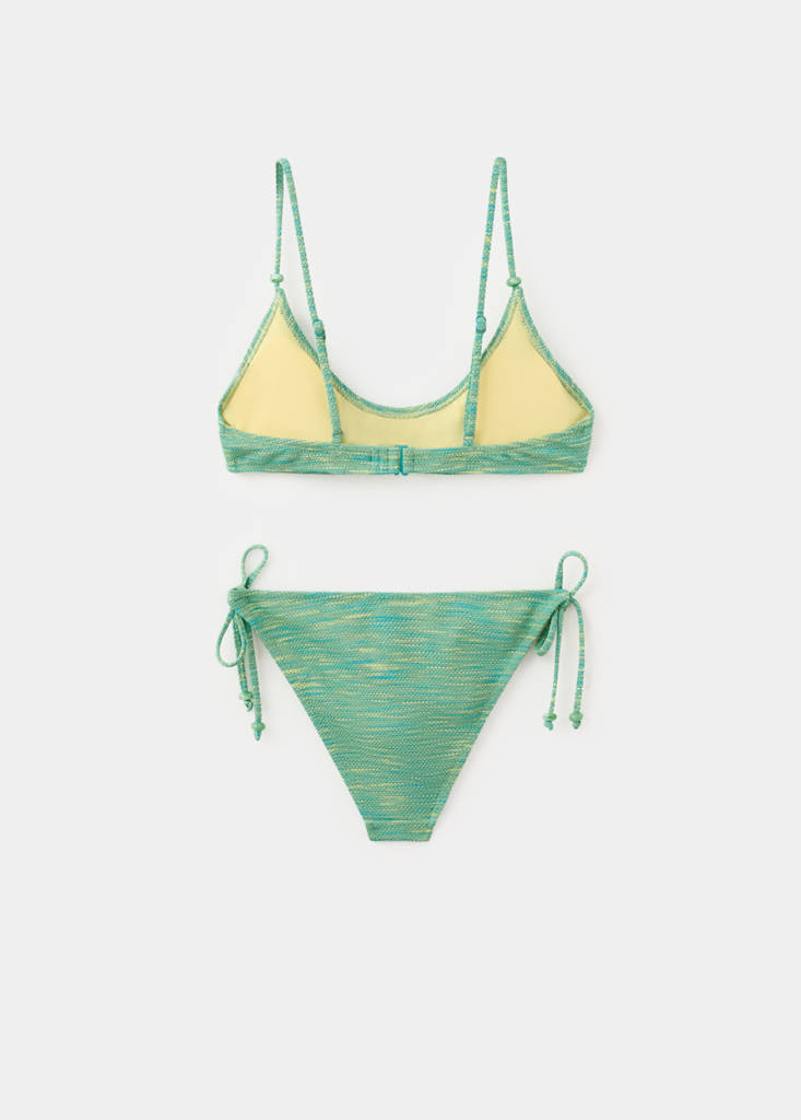 Two-tone bikini with medium-rise bottoms — Turquoise