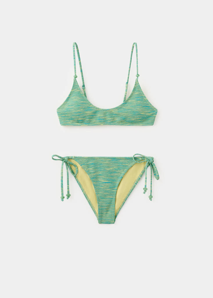 Two-tone bikini with medium-rise bottoms — Turquoise
