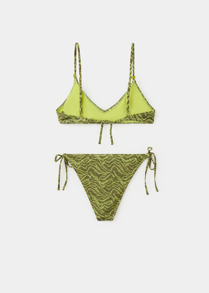Zebra bikini with medium coverage bottoms — Green