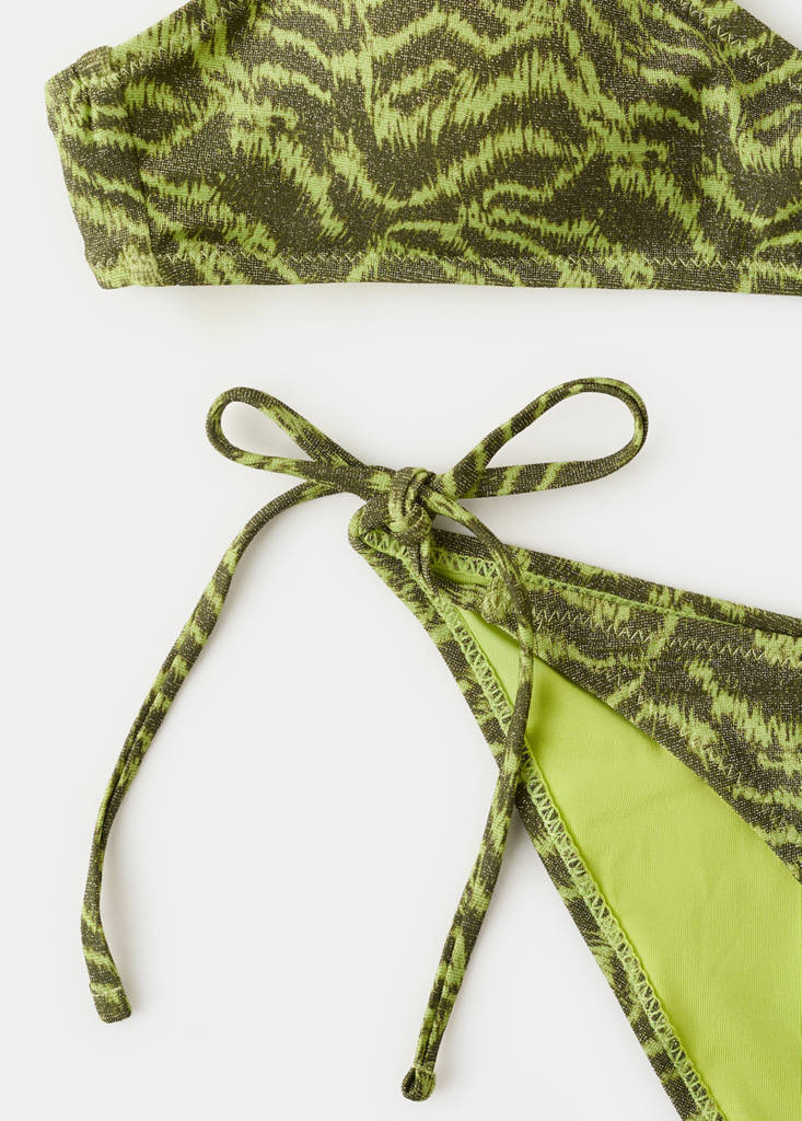 Zebra bikini with medium coverage bottoms — Green
