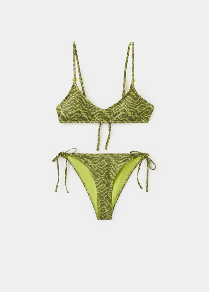 Zebra bikini with medium coverage bottoms — Green