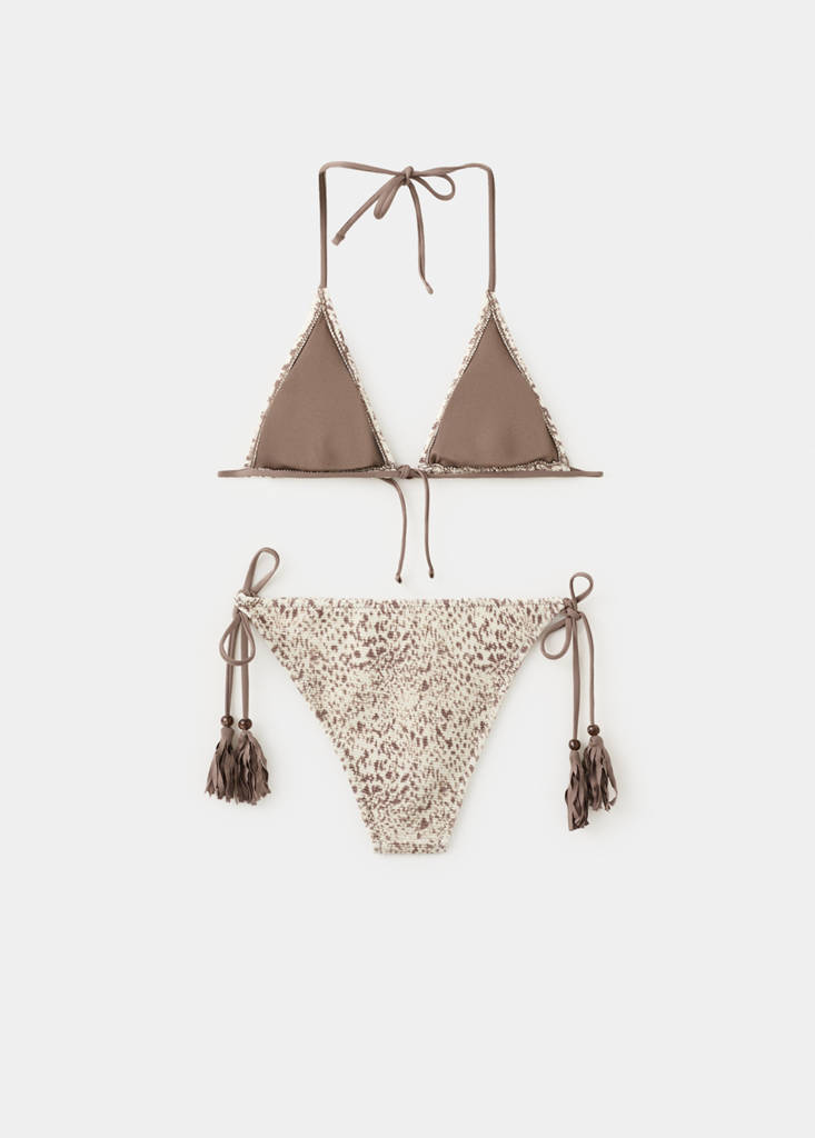 Printed bikini with medium-coverage bottoms — Medium Brown