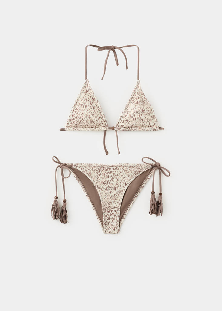 Printed bikini with medium-coverage bottoms — Medium Brown