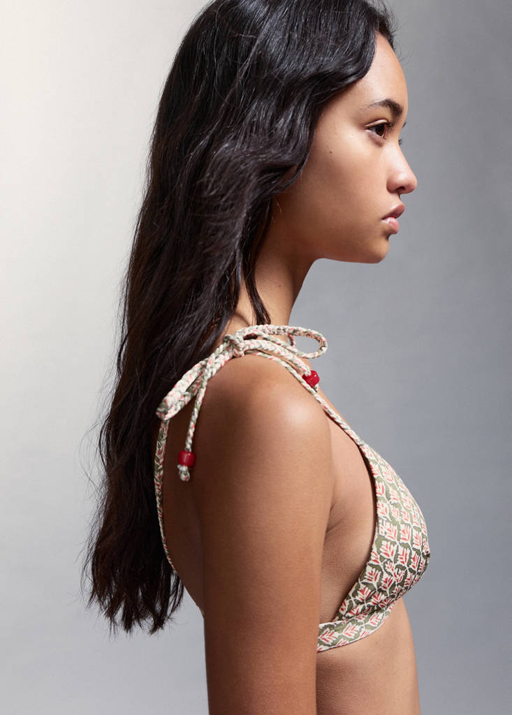 Printed bikini with classic briefs — Khaki