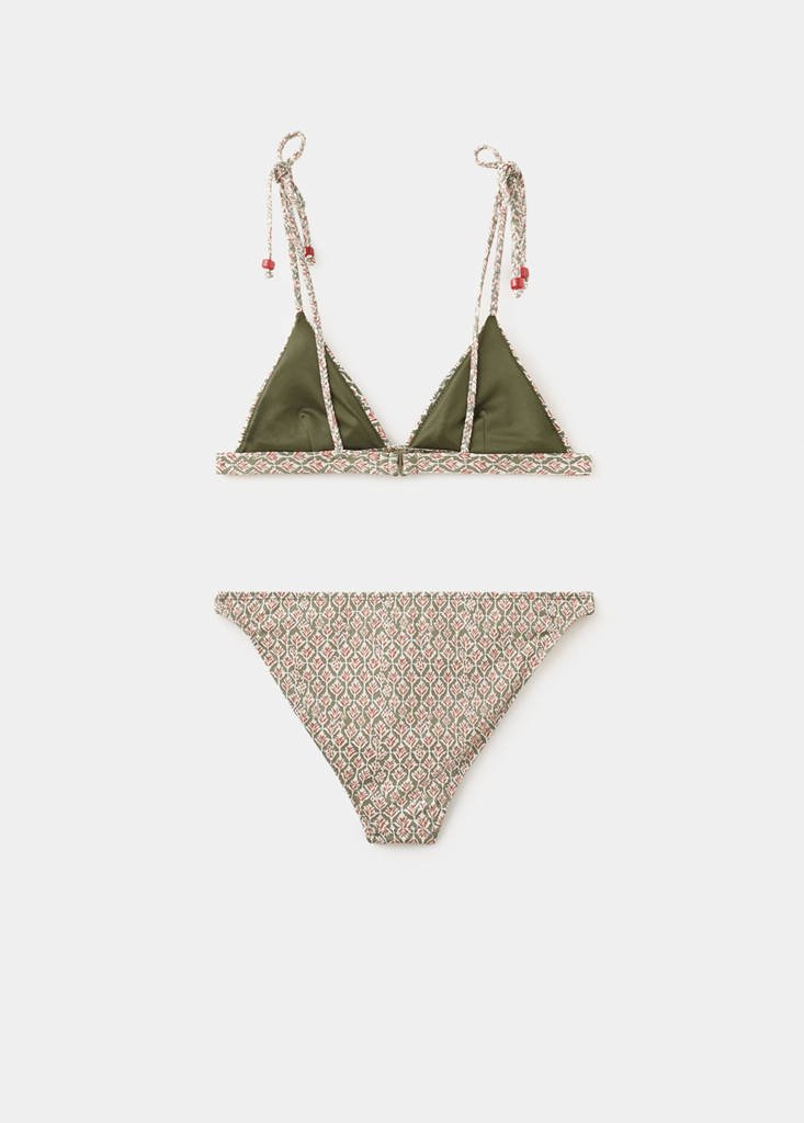 Printed bikini with classic briefs — Khaki