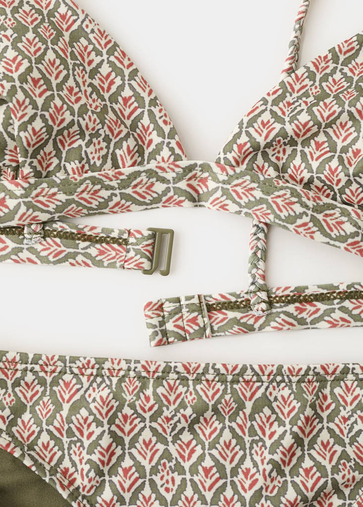 Printed bikini with classic briefs — Khaki