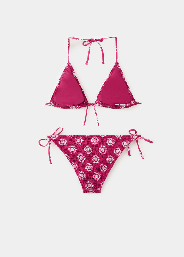 Ruched sun bikini with mid-rise briefs — Pink
