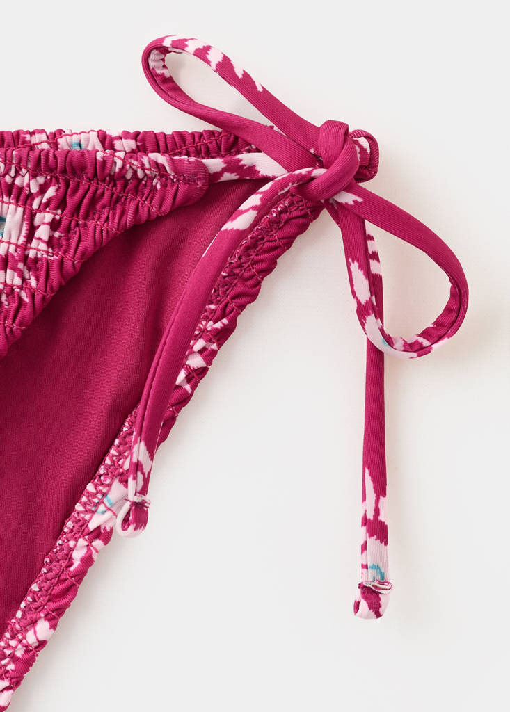 Ruched sun bikini with mid-rise briefs — Pink