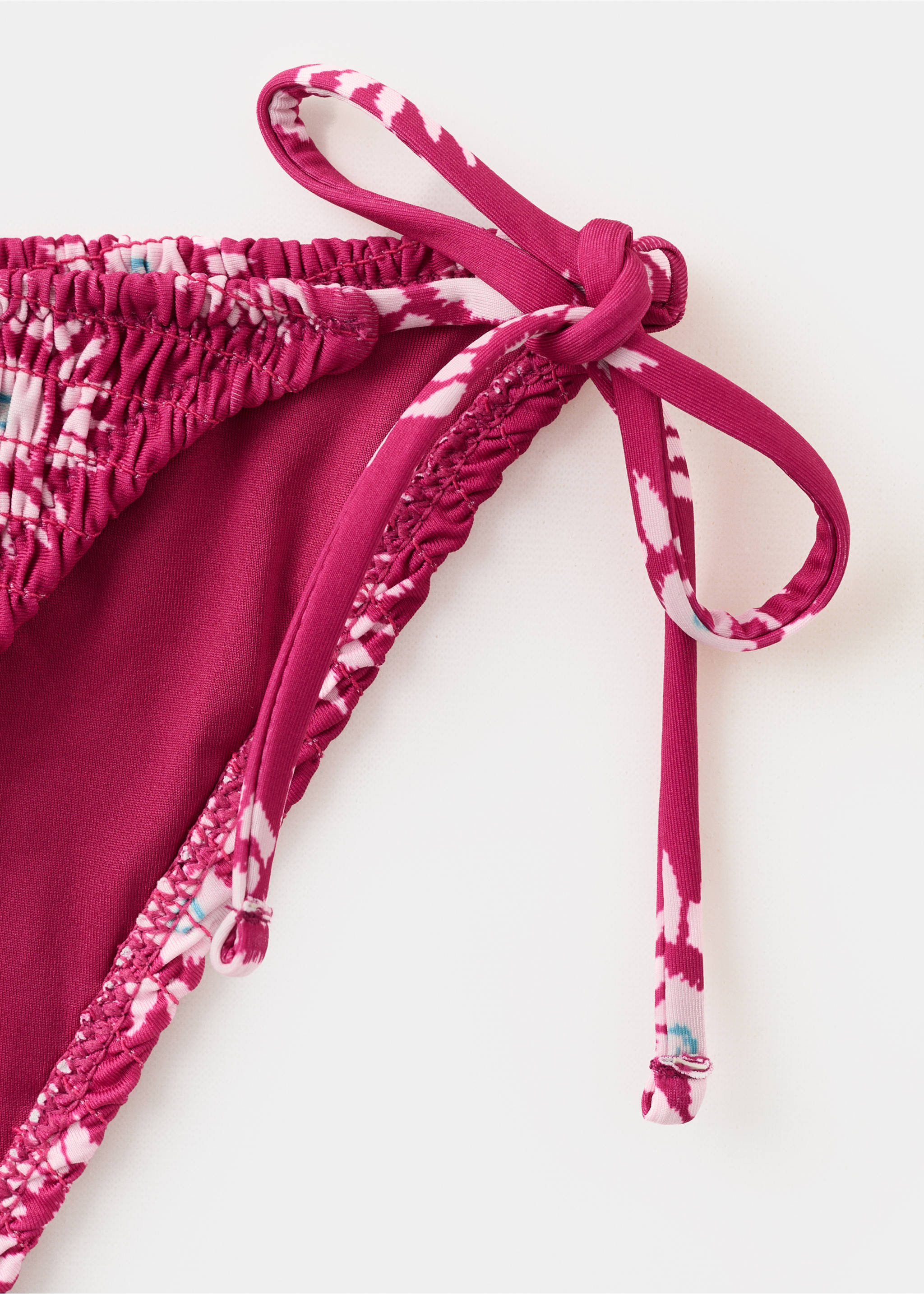 Бикини с принтом солнца и сборками, плавки средней посадки - Деталь изделия 0, Розовый. Ref: 27006723-00.