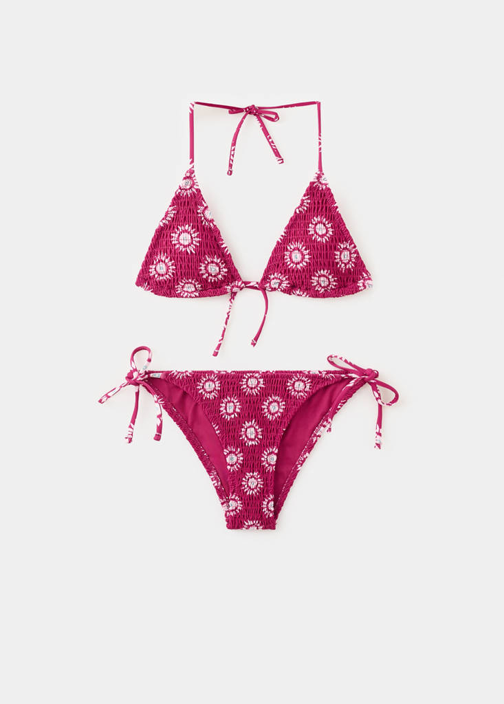 Ruched sun bikini with mid-rise briefs — Pink