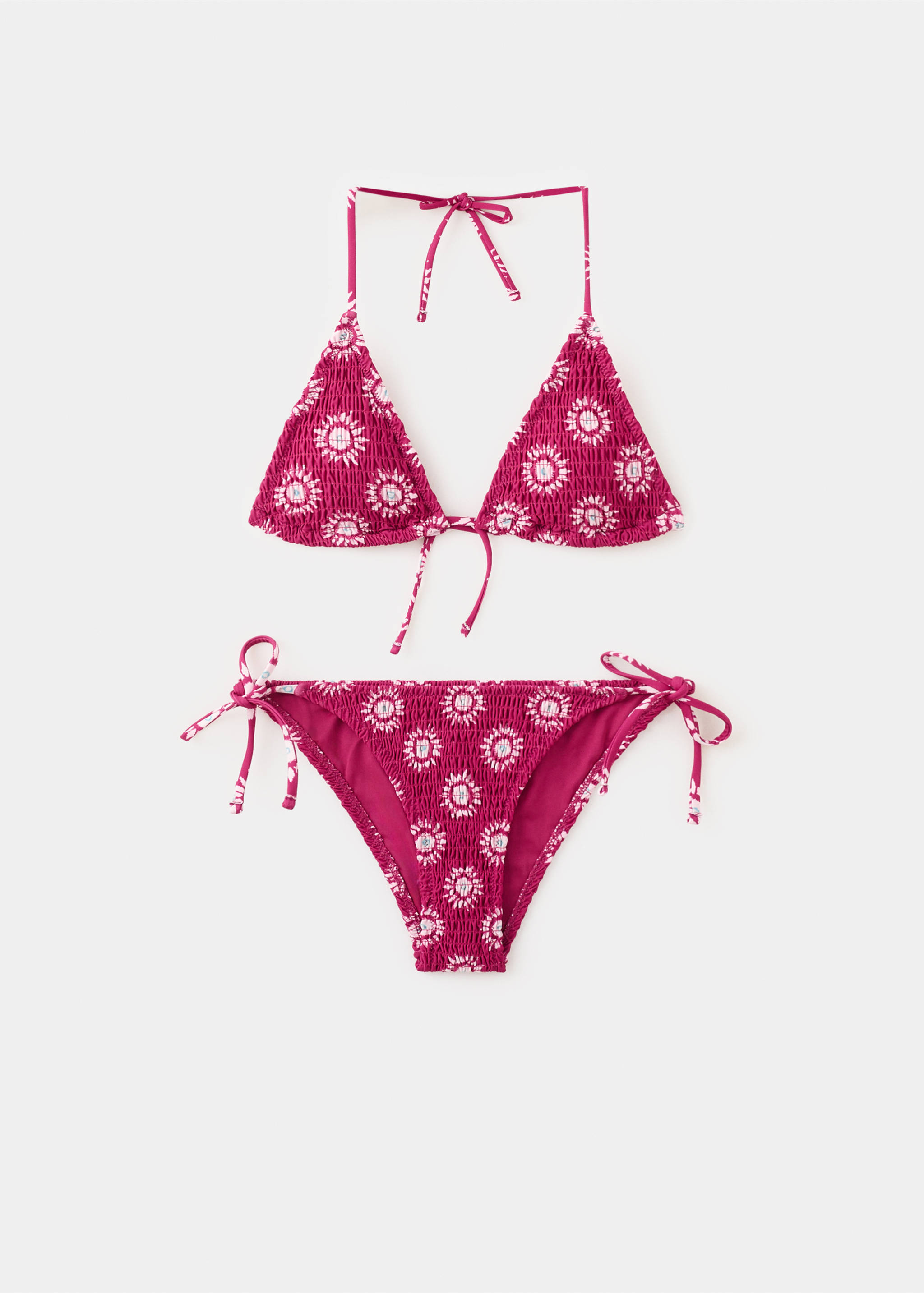 Ruched sun bikini with mid-rise briefs - Article without model, Pink. Ref: 27006723-00.