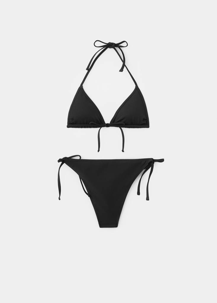 Studded bikini with mid-rise bottoms — Black
