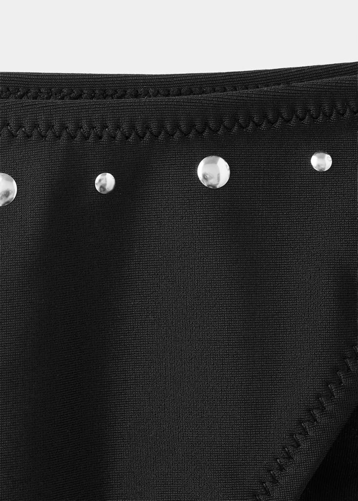 Studded bikini with mid-rise bottoms — Black