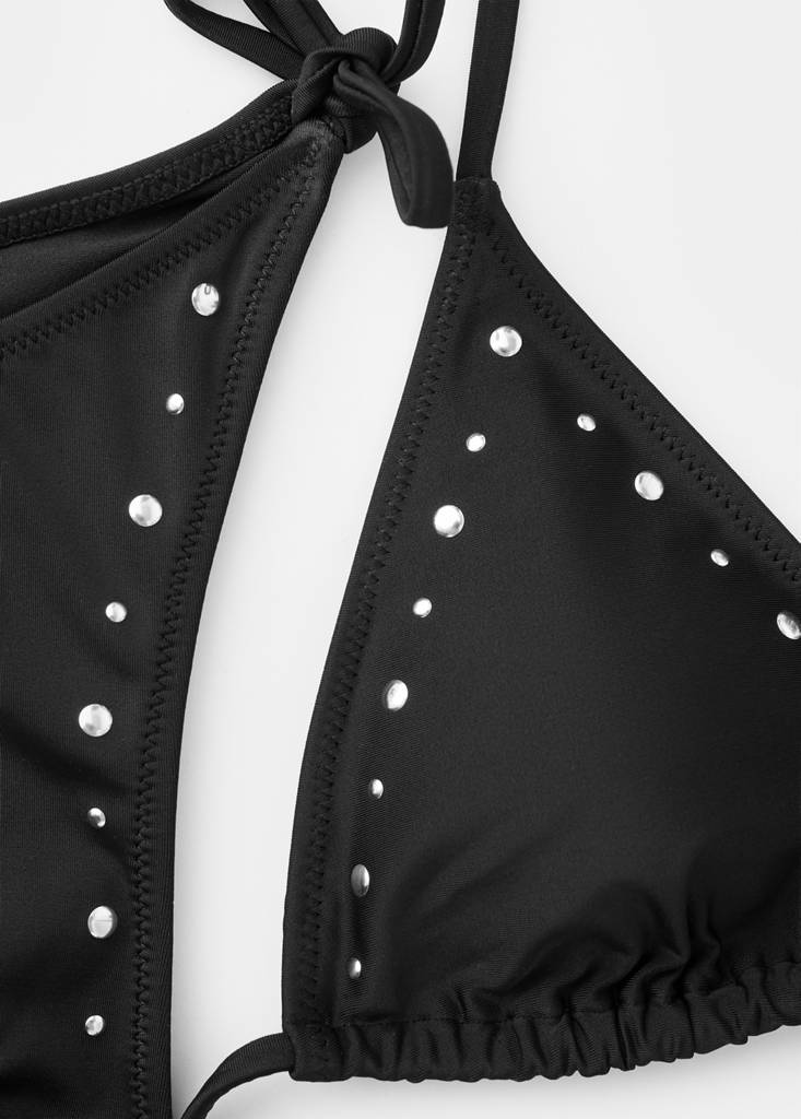 Studded bikini with mid-rise bottoms — Black