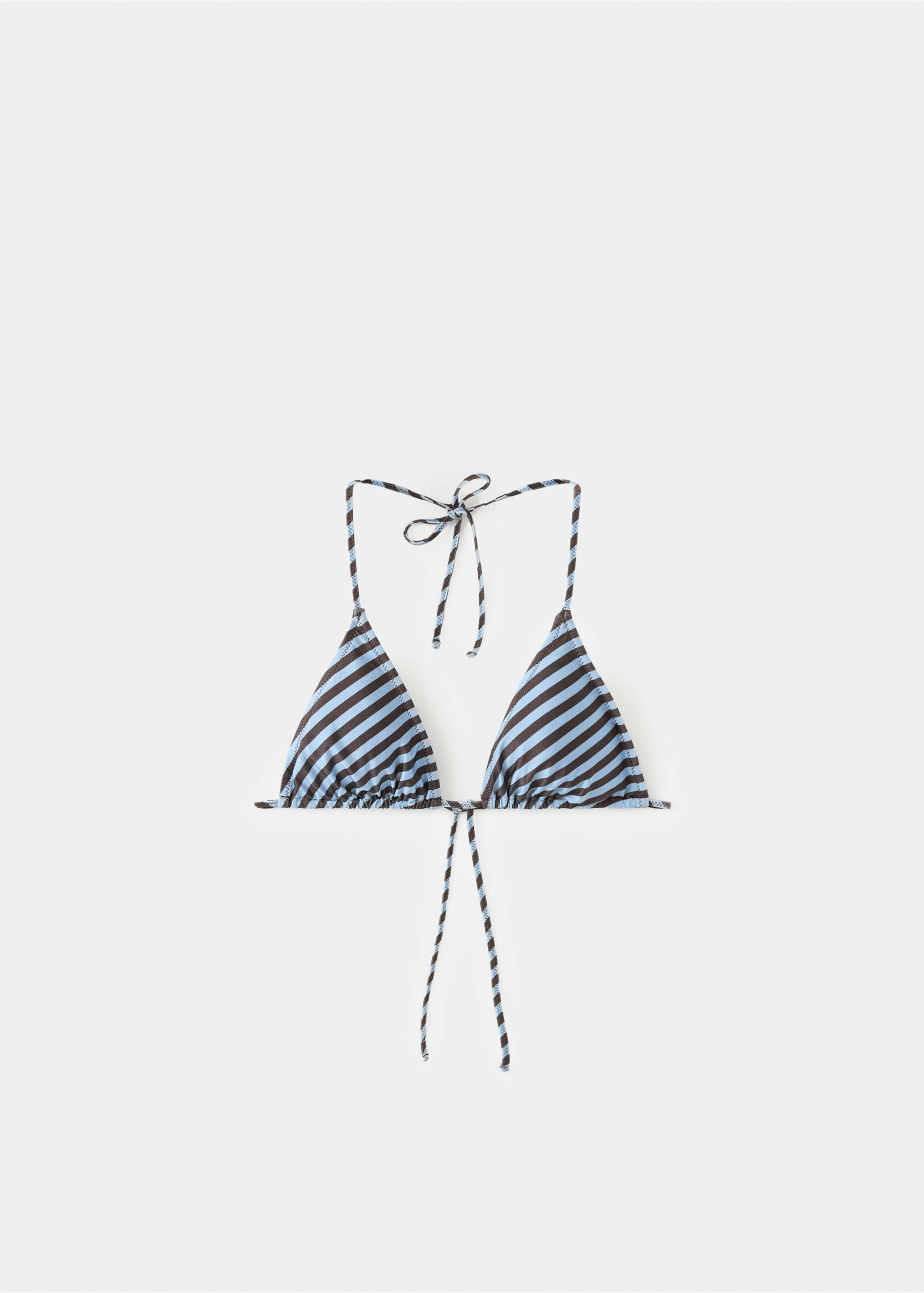 Striped triangle bikini top - Article without model, Sky Blue. Ref: 27006727-00.