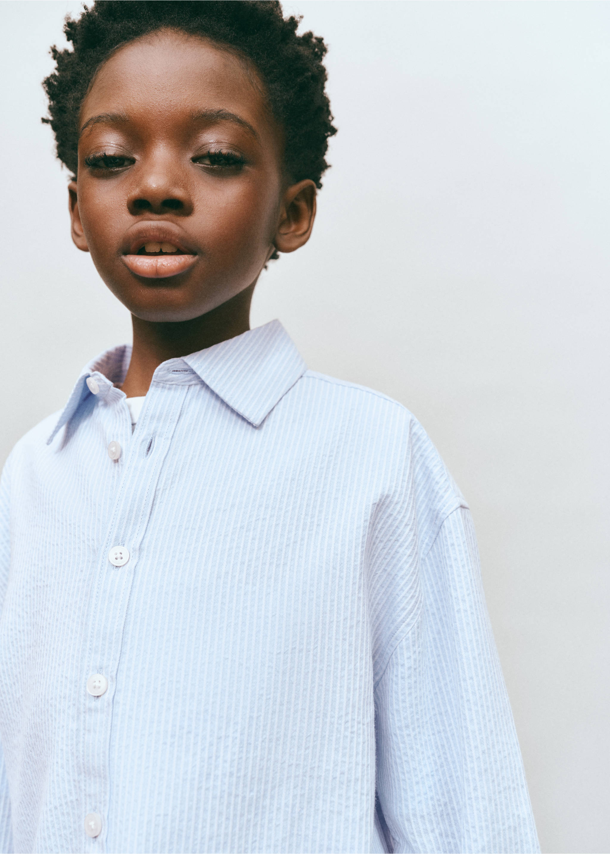 قميص قطني 100٪ مخطط - رؤية عامة, أزرق سماوي. Ref: 27006731-00.