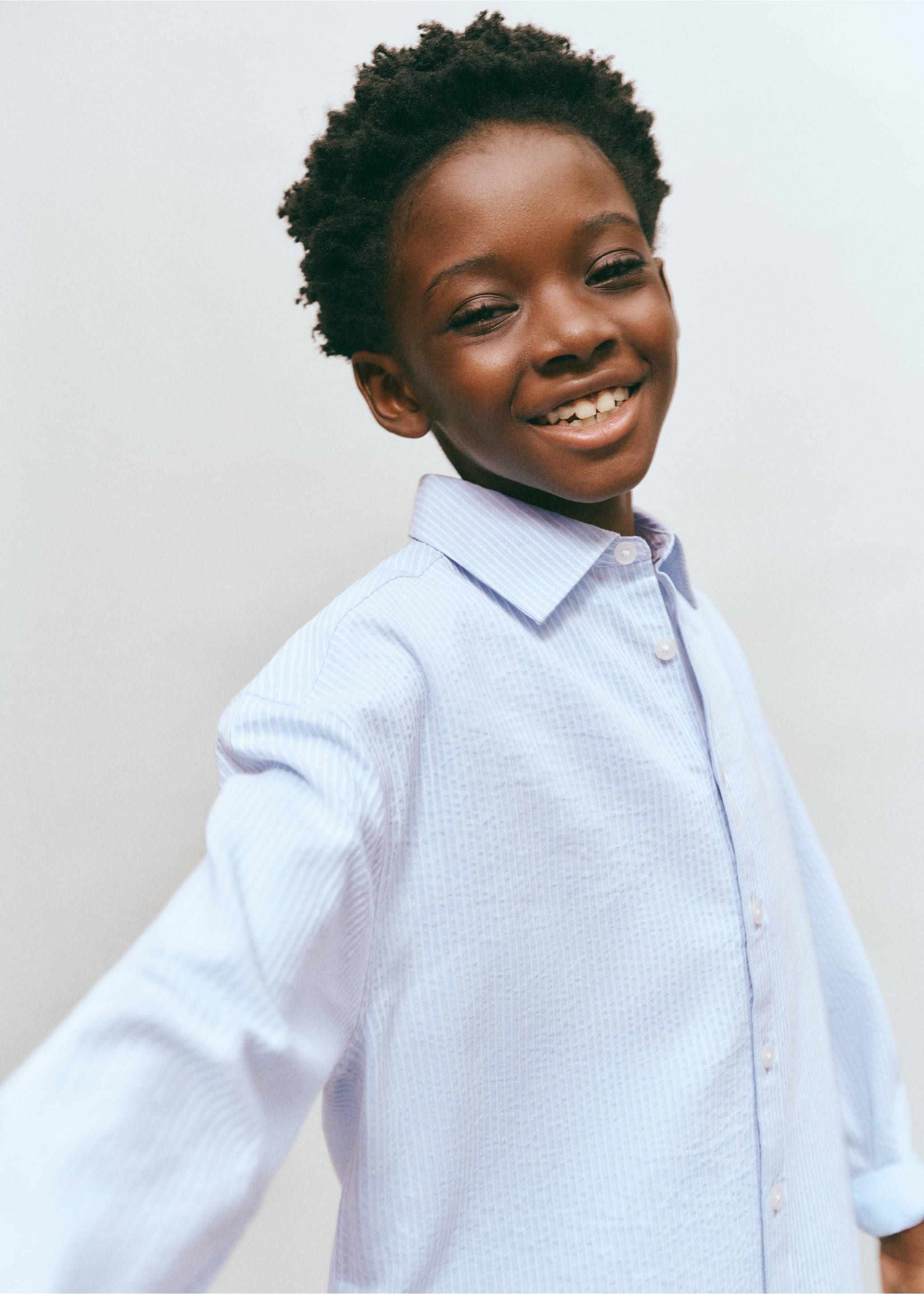 قميص قطني 100٪ مخطط - تفاصيل المنتج 1, أزرق سماوي. Ref: 27006731-00.