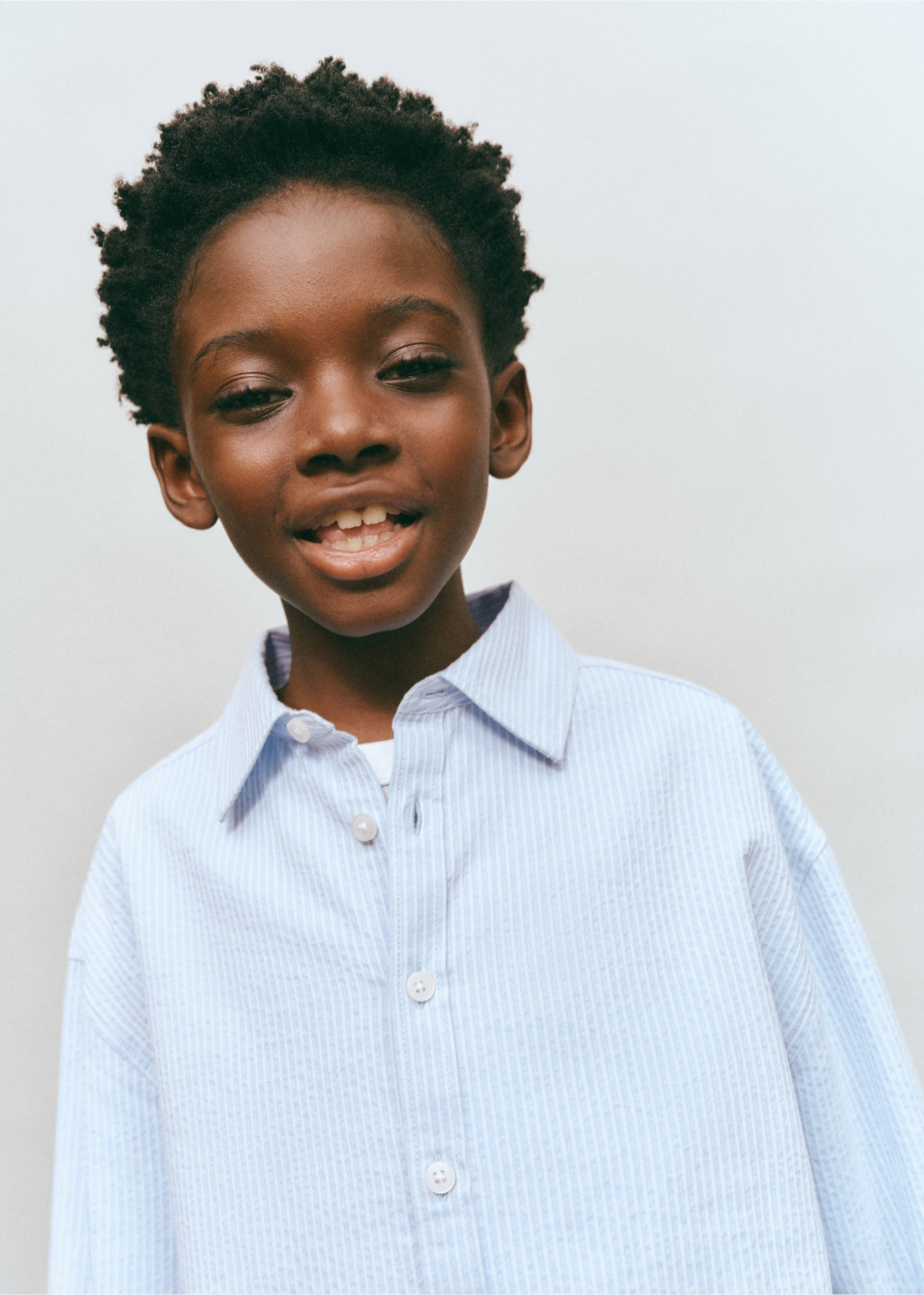 قميص قطني 100٪ مخطط - تفاصيل المنتج 4, أزرق سماوي. Ref: 27006731-00.