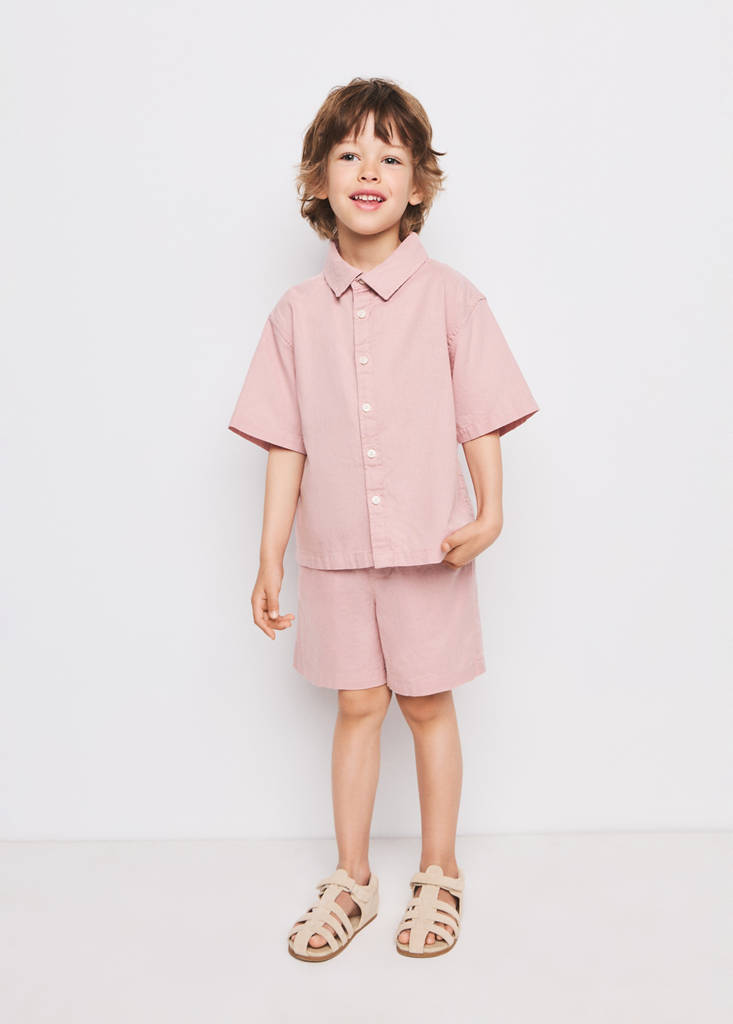 Linen-cotton blend shirt — Pink