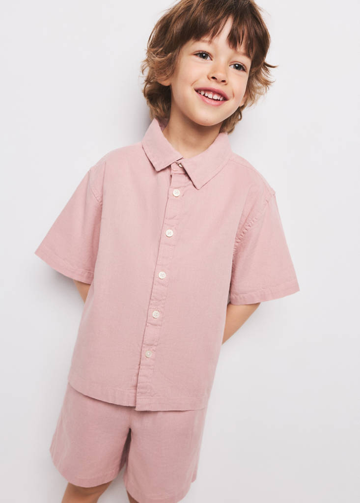 Linen-cotton blend shirt — Pink