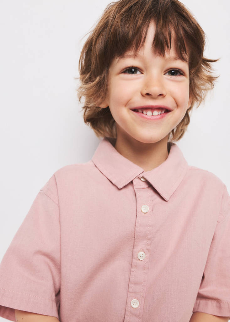 Linen-cotton blend shirt — Pink
