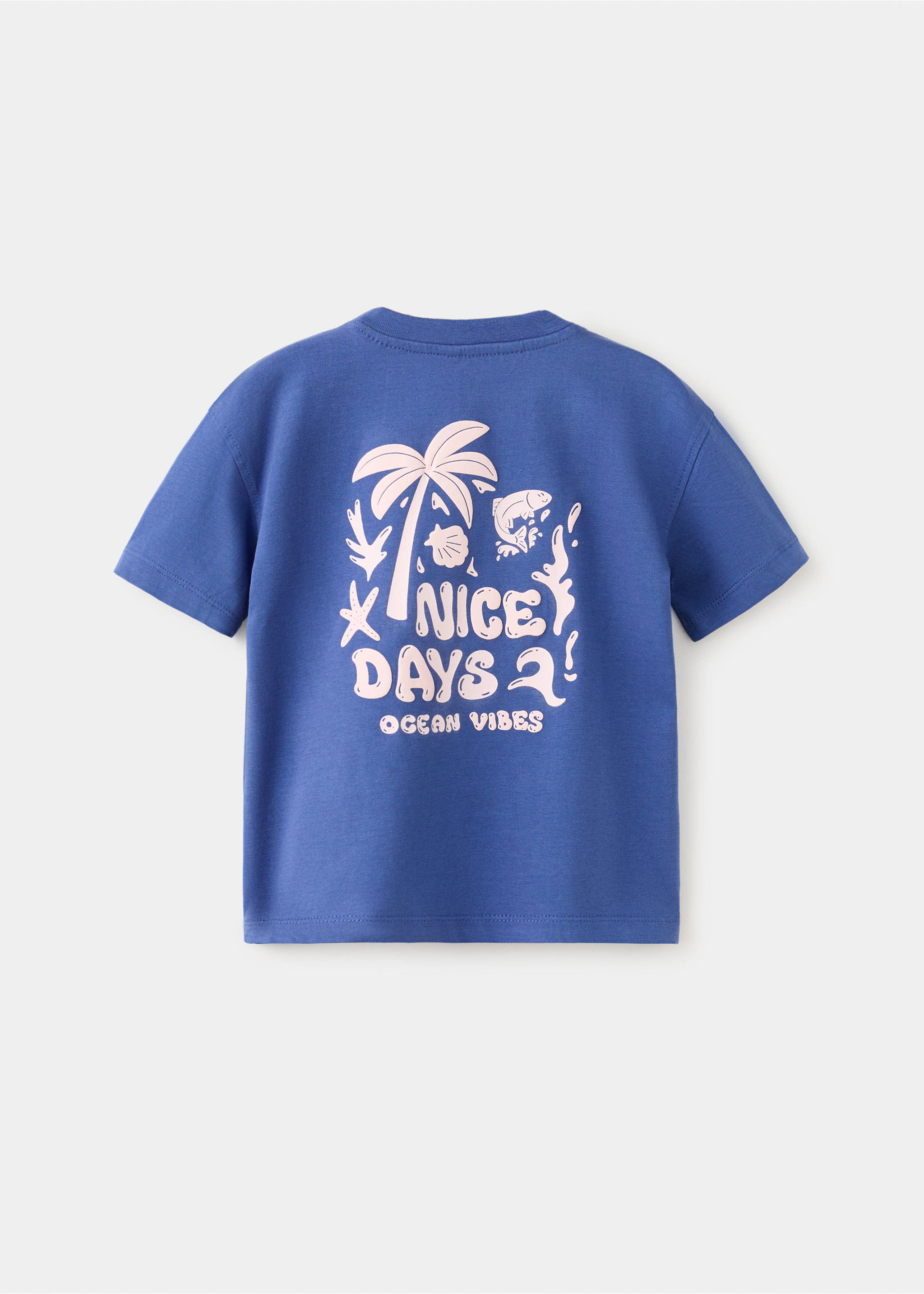 تي شيرت بأكمام قصيرة نمط مطبوع - الجهة الخلفية للمنتج, أزرق. Ref: 27006734-00.