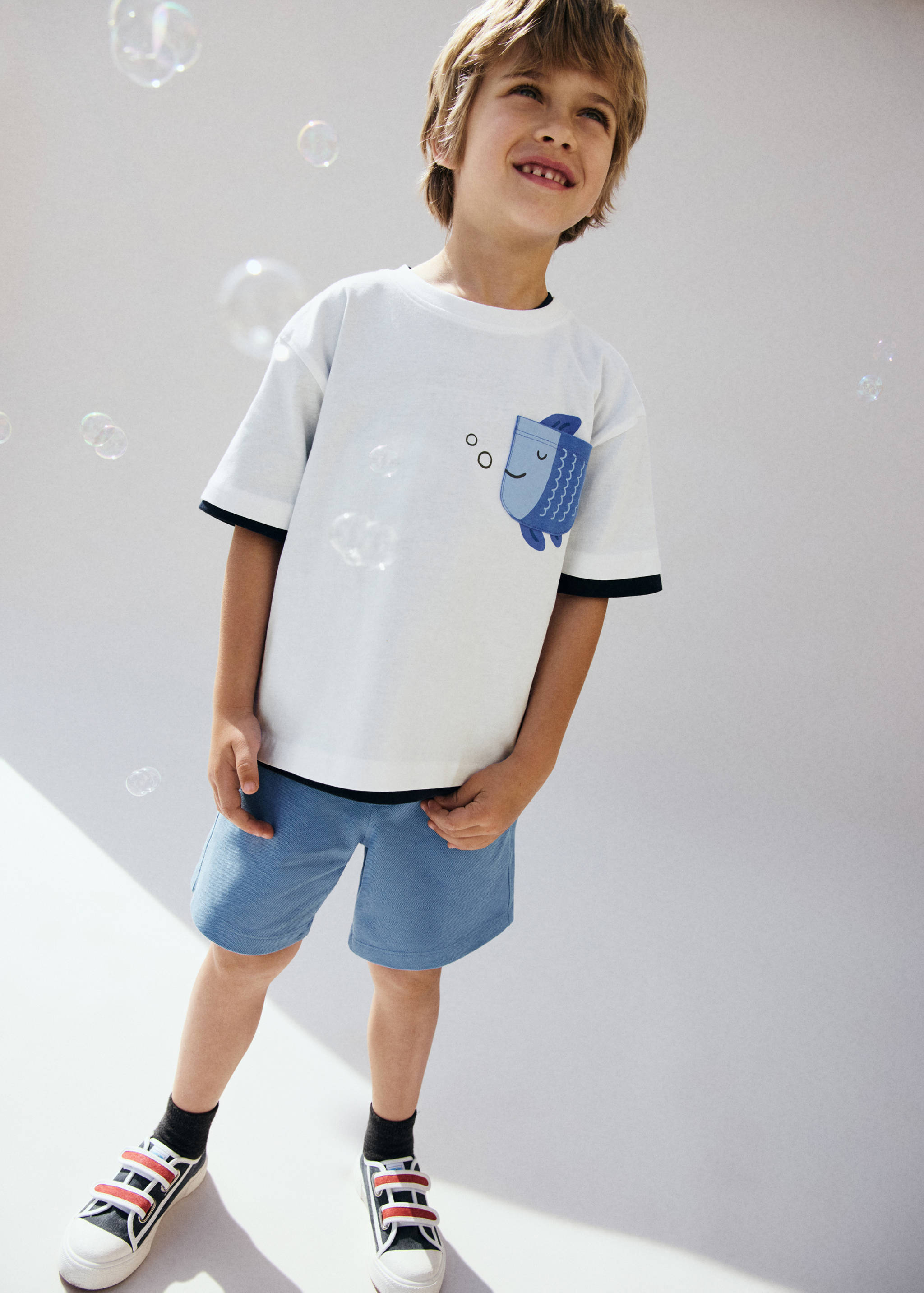 Camiseta algodón bolsillo estampado - Plano general