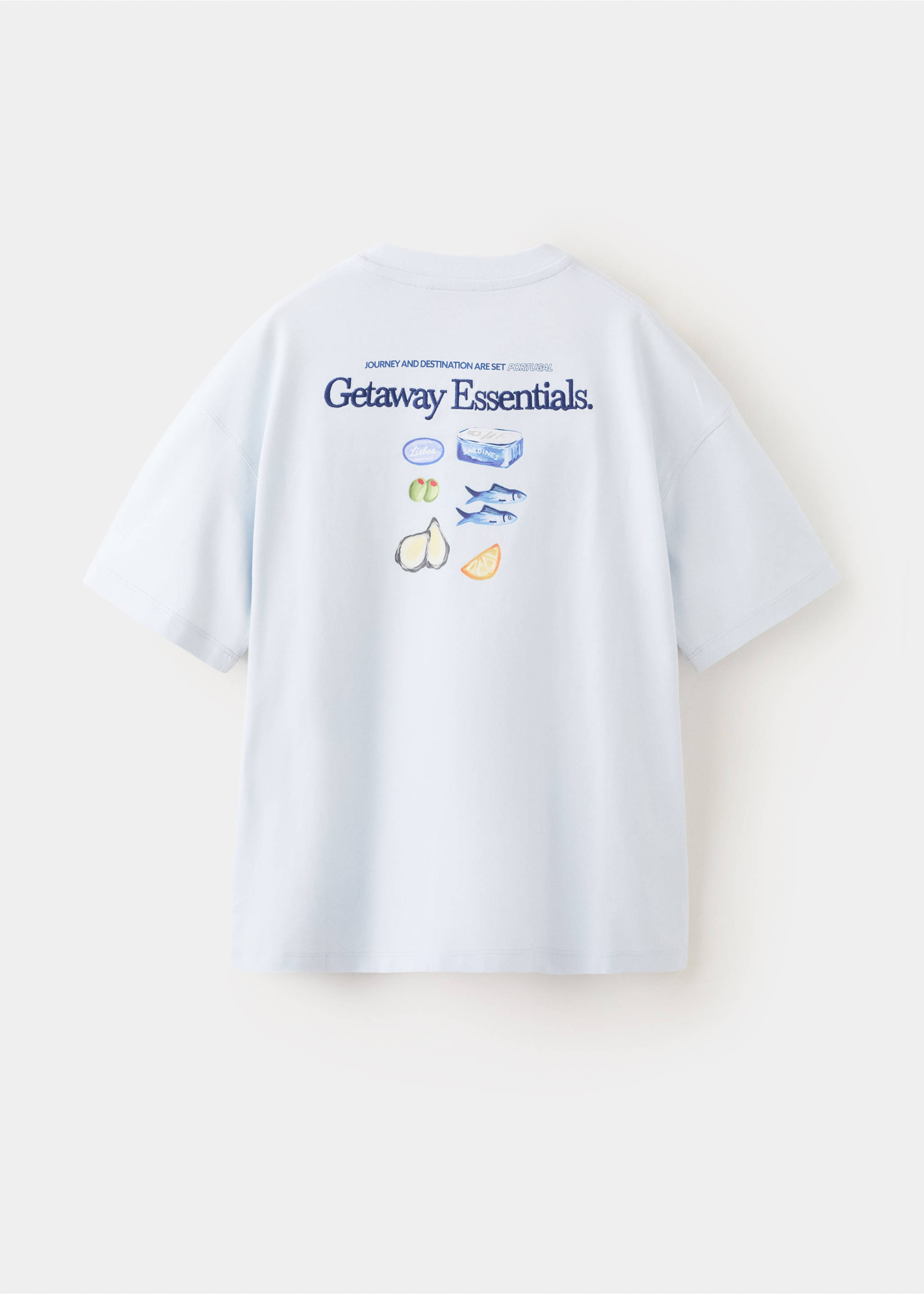 Camiseta algodón estampada - Reverso del artículo, Azul celeste. Ref: 27006738-00.