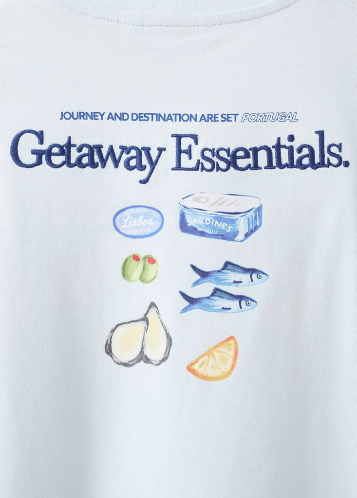 Printed cotton-blend t-shirt — Sky Blue