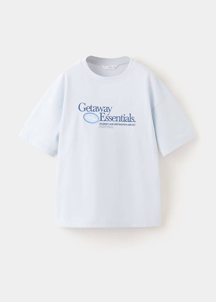 Printed cotton-blend t-shirt — Sky Blue